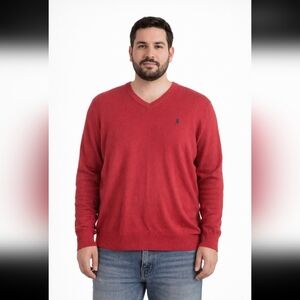 Polo Ralph Lauren Vintage Mens V-neck Cotton Knit Sweater Size L (HL174)